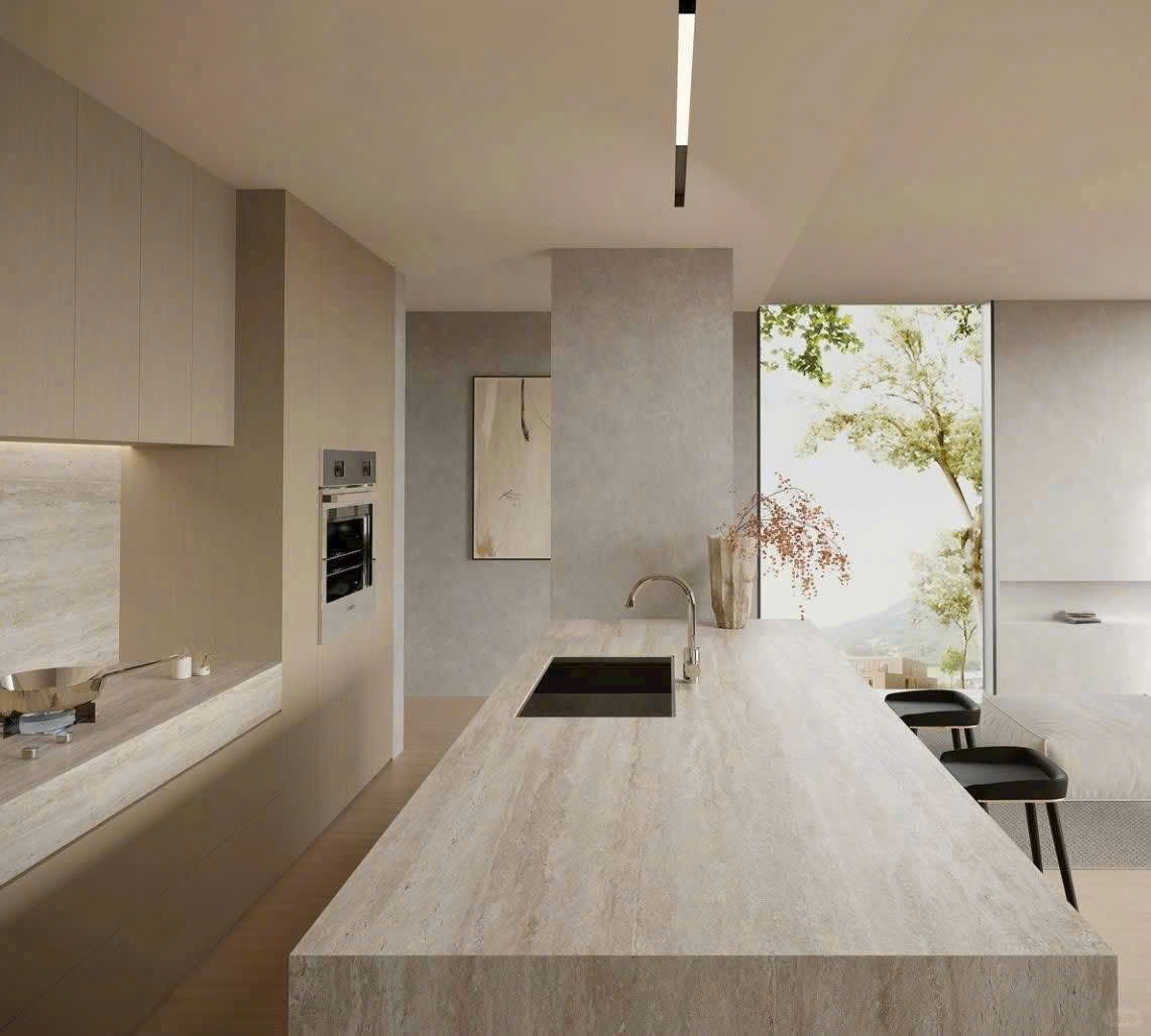 đá sintered ứng dụng làm bàn đảo