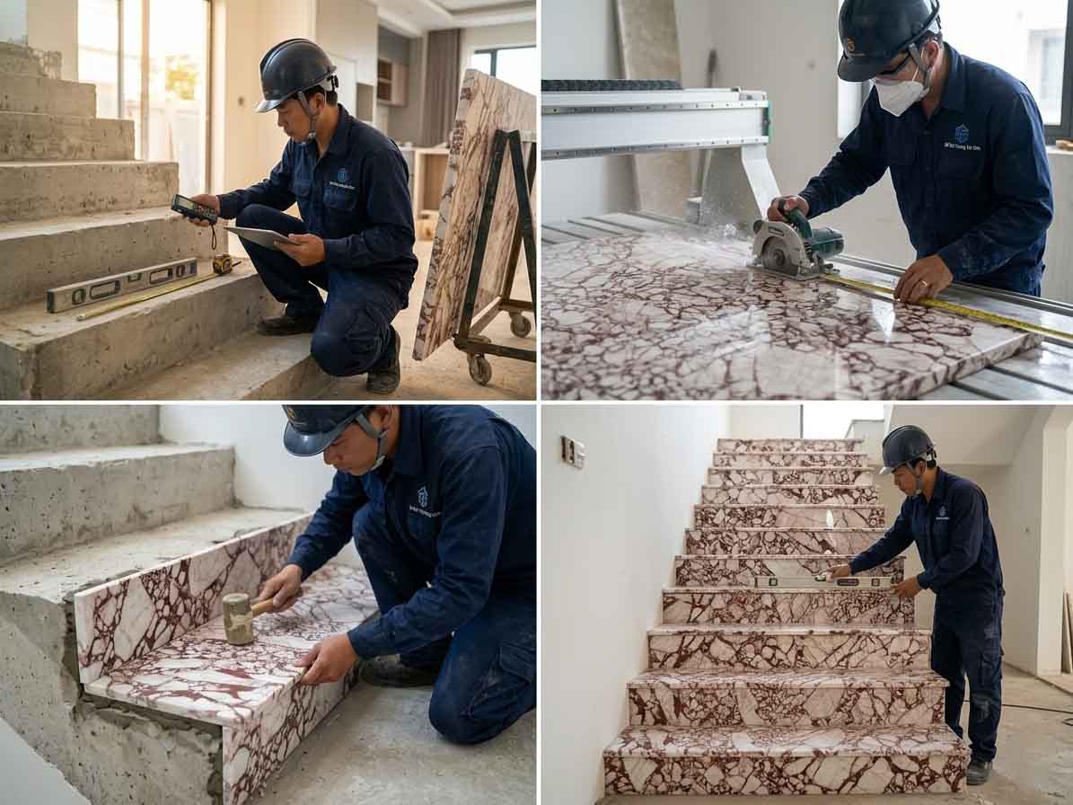 Quy trình thi công đá cầu thang marble