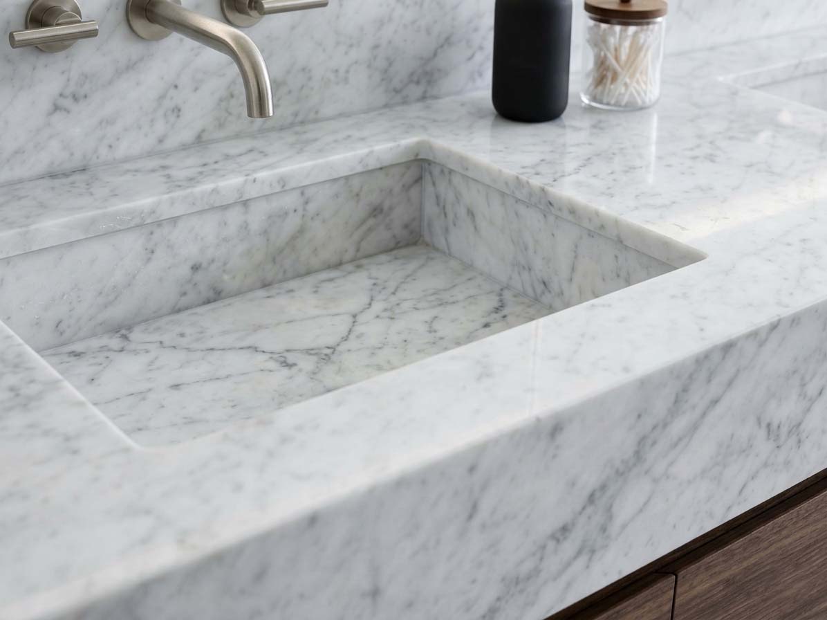 mẫu đá Marble làm mặt bàn lavabo