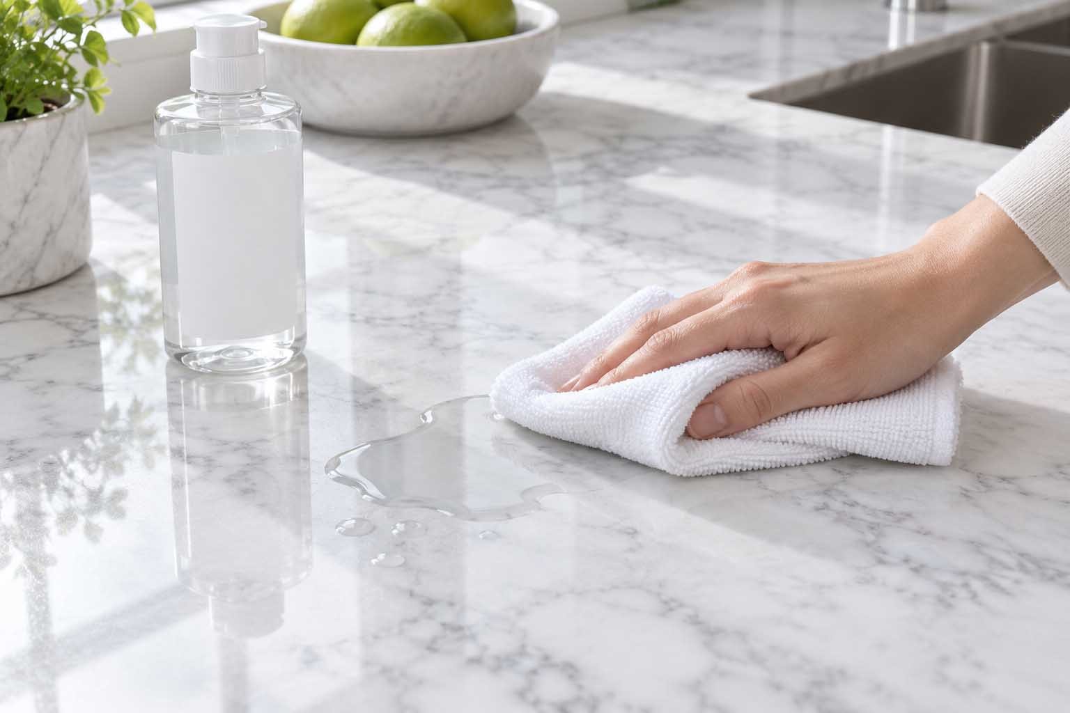 vệ sinh bề mặt đá marble trắng đúng cách